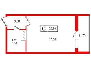 Студия 20.3 м² 4/18 этаж