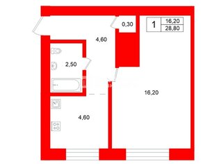  Квартира 28.8 кв.м. у метро Звёздная