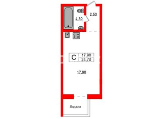 Студия 24.7 м² 1/4 этаж