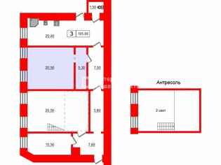 Комната 20.5 м² в 3-комн. кв. 4/5 этаж