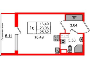 Студия 25.62 м² 10/14 этаж