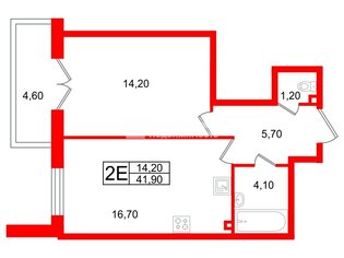 1-комн. кв. 41.9 м² 17/27 этаж