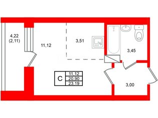 Студия 23 м² 5/12 этаж
