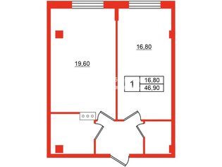 1-комн. кв. 46.9 м² 15/15 этаж