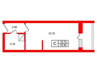 Студия 20.9 м² 6/18 этаж
