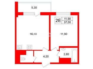 1-комн. кв. 37 м² 7/15 этаж
