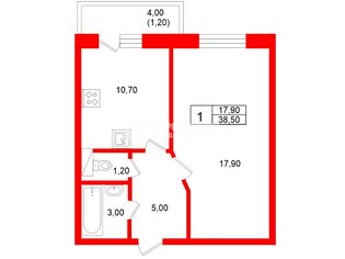  Квартира 38.5 кв.м. у метро Девяткино