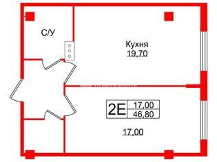 1-комн. кв. 46.8 м² 13/18 этаж