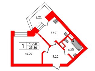 1-комн. кв. 35.3 м² 2/18 этаж