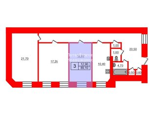 Комната 12.9 м² в 3-комн. кв. 3/6 этаж