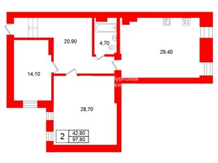 2-комн. кв. 97.8 м² 5/5 этаж