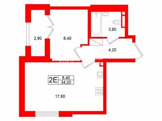  Квартира 34.2 кв.м.
