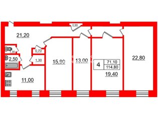 4-комн. кв. 114.8 м² 3/4 этаж