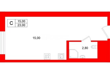 Студия 23 м² 4/12 этаж