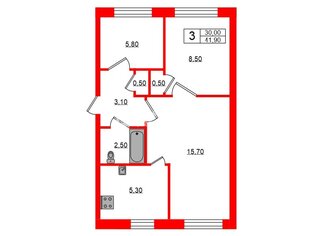 3-комн. кв. 41.9 м² 2/5 этаж