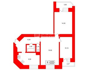 3-комн. кв. 65.5 м² 7/16 этаж