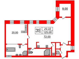 3-комн. кв. 125 м² 5/6 этаж