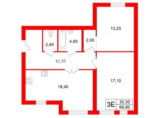 2-комн. кв. 69.8 м² 1/3 этаж