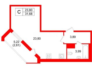 Студия 31.7 м² 14/25 этаж
