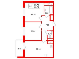 2-комн. кв. 55.7 м² 4/14 этаж