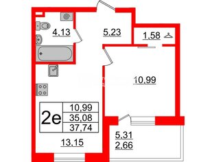  Квартира 34.3 кв.м.