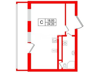 Студия 24.2 м² 3/11 этаж