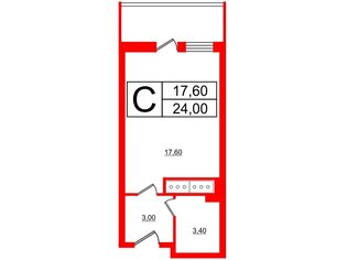 Студия 24 м² 6/24 этаж