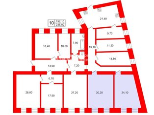 Комната 54.3 м² в 10-комн. кв. 5/5 этаж