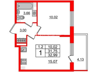 1-комн. кв. 31.75 м² 4/5 этаж