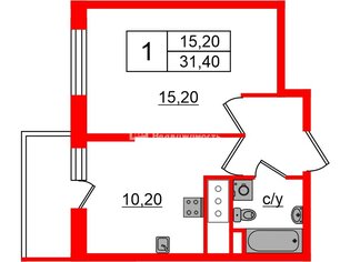 1-комн. кв. 31.4 м² 10/13 этаж