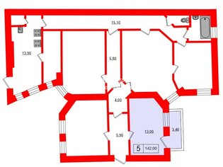 Комната 13 м² в 5-комн. кв. 6/7 этаж