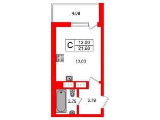 Студия 21.6 м² 11/19 этаж