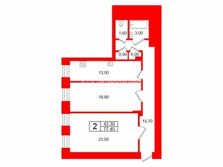 2-комн. кв. 77.4 м² 1/5 этаж