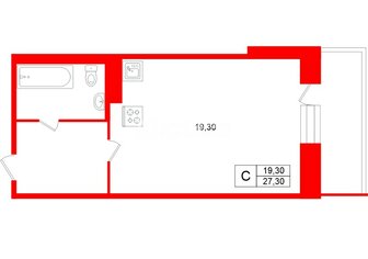  Студия 27.3 кв.м.