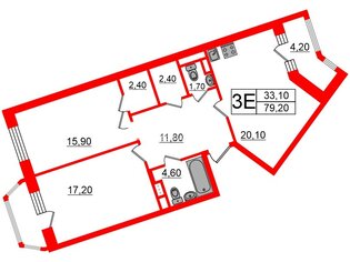 2-комн. кв. 79.2 м² 7/12 этаж