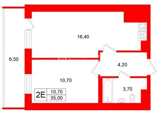 1-комн. кв. 35 м² 8/19 этаж
