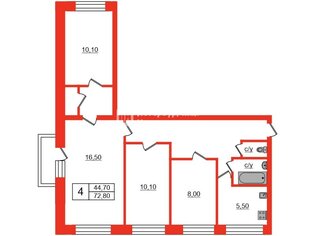 4-комн. кв. 72.8 м² 7/9 этаж