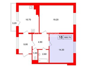 Комната 14.3 м² в 18-комн. кв. 13/16 этаж