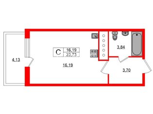 Студия 23.73 м² 8/8 этаж