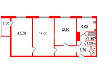 3-комн. кв. 67.6 м² 1/5 этаж