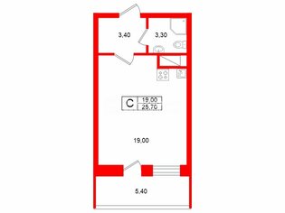  Студия 25.7 кв.м. у метро Пр.Большевиков