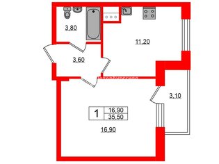1-комн. кв. 35.5 м² 6/23 этаж