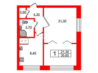 1-комн. кв. 35.6 м² 11/12 этаж