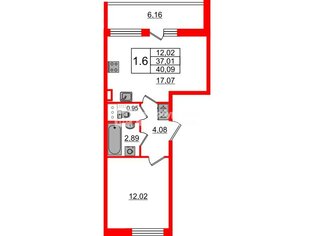 1-комн. кв. 36.4 м² 4/8 этаж