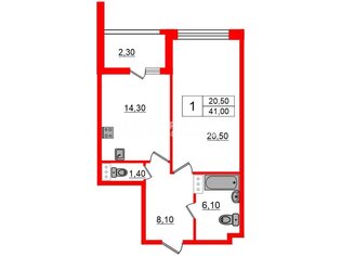  Квартира 41 кв.м. у метро Фрунзенская