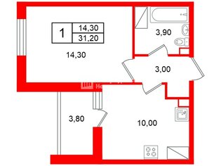 1-комн. кв. 31.2 м² 5/8 этаж