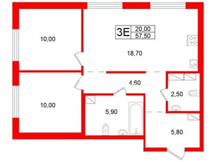 2-комн. кв. 57.5 м² 14/23 этаж