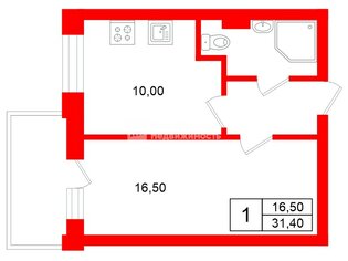 1-комн. кв. 31.4 м² 1/12 этаж