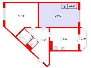  Квартира 66.4 кв.м.