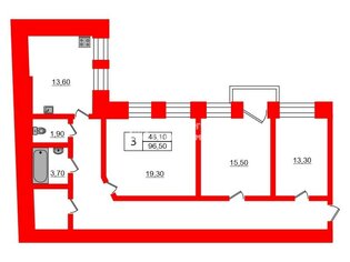 3-комн. кв. 96.5 м² 4/6 этаж